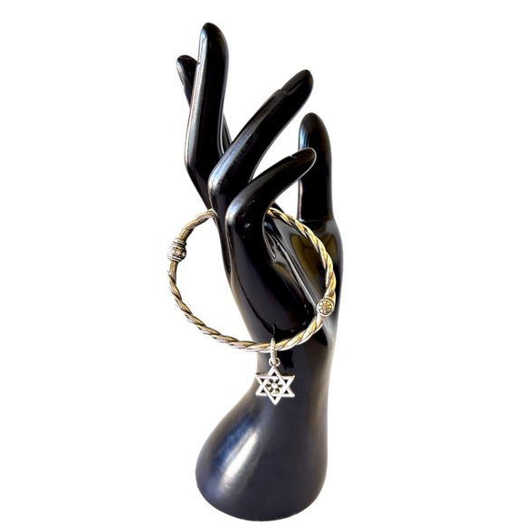 Brighton Silver Hinged Bangle with Star of David Charm - Picture 1 of 4